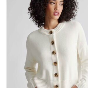 Quince Knit Button Front Cropped Cardigan Sweater Women's Size S